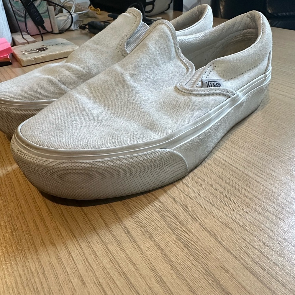 Vans Women’s White Slip-On Shoes Platforms